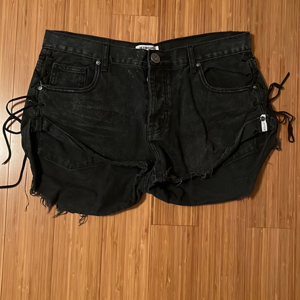 One Teaspoon Black Denim Shorts